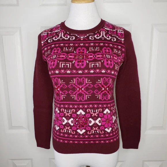 Talbots Nordic Wool Blend Embellished Sweater NWT ($99.99) - Picture 1 of 8